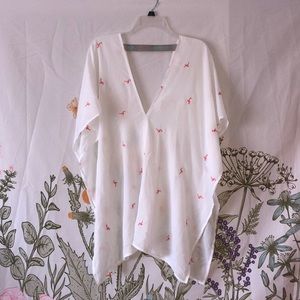 Women’s flamingo embroidery swim cover up